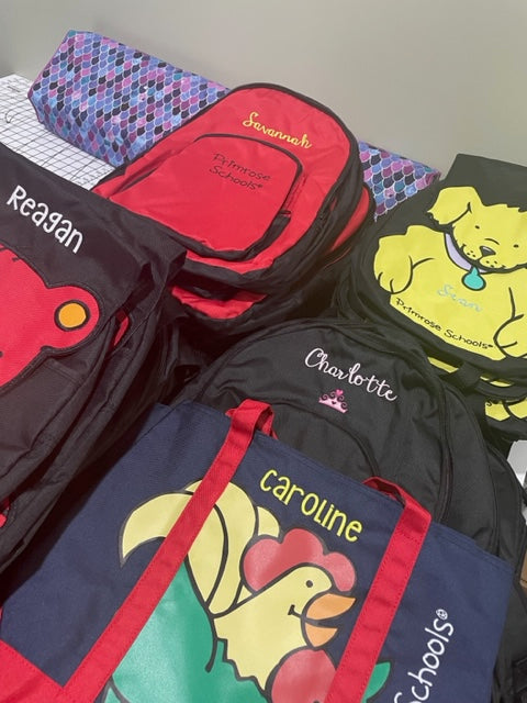 Primrose Backpack and Tote Bag Embroidery - Johns Creek Northwest